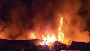 Massive fire destroys sanitary goods Baramulla warehouse