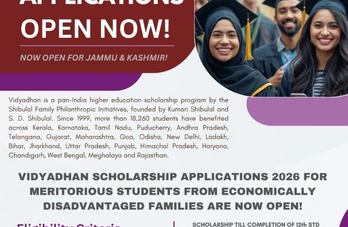 Vidyadhan Scholarship 2026 opens applications for J&K students