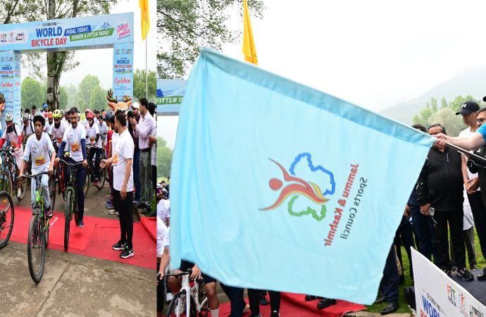 CM Omar Abdullah flags off Cyclothon on World Bicycle Day
