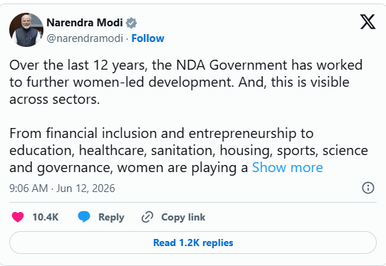 PM Modi emphasises Govt’s efforts to further women-led development across diverse sectors